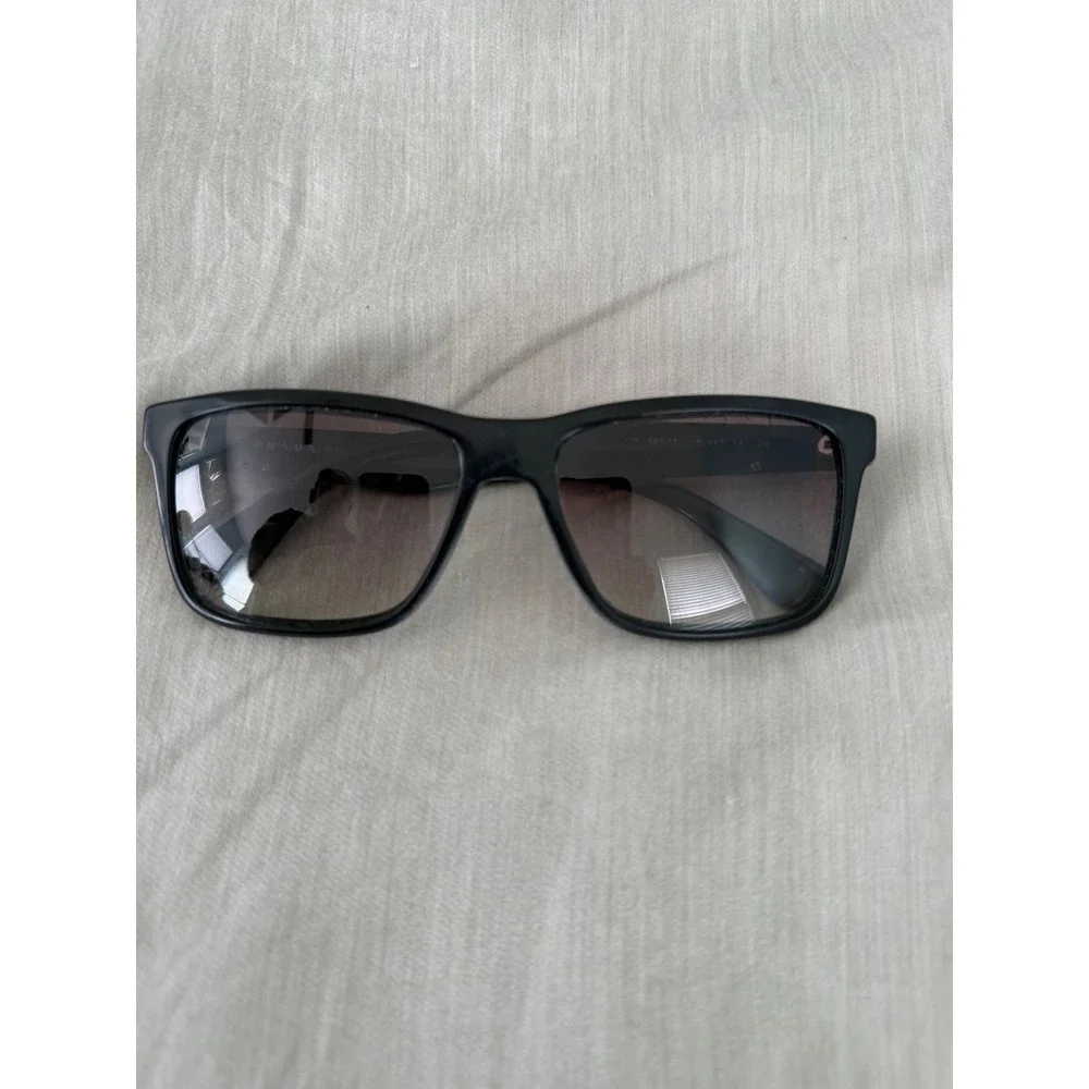 Prada SPR01P Black Square Sunglasses Gradient Lens Silver Logo Made in Italy